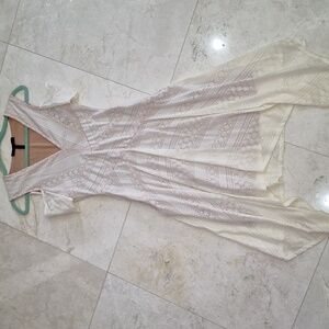 Off white asymmetrical cold shoulder dress